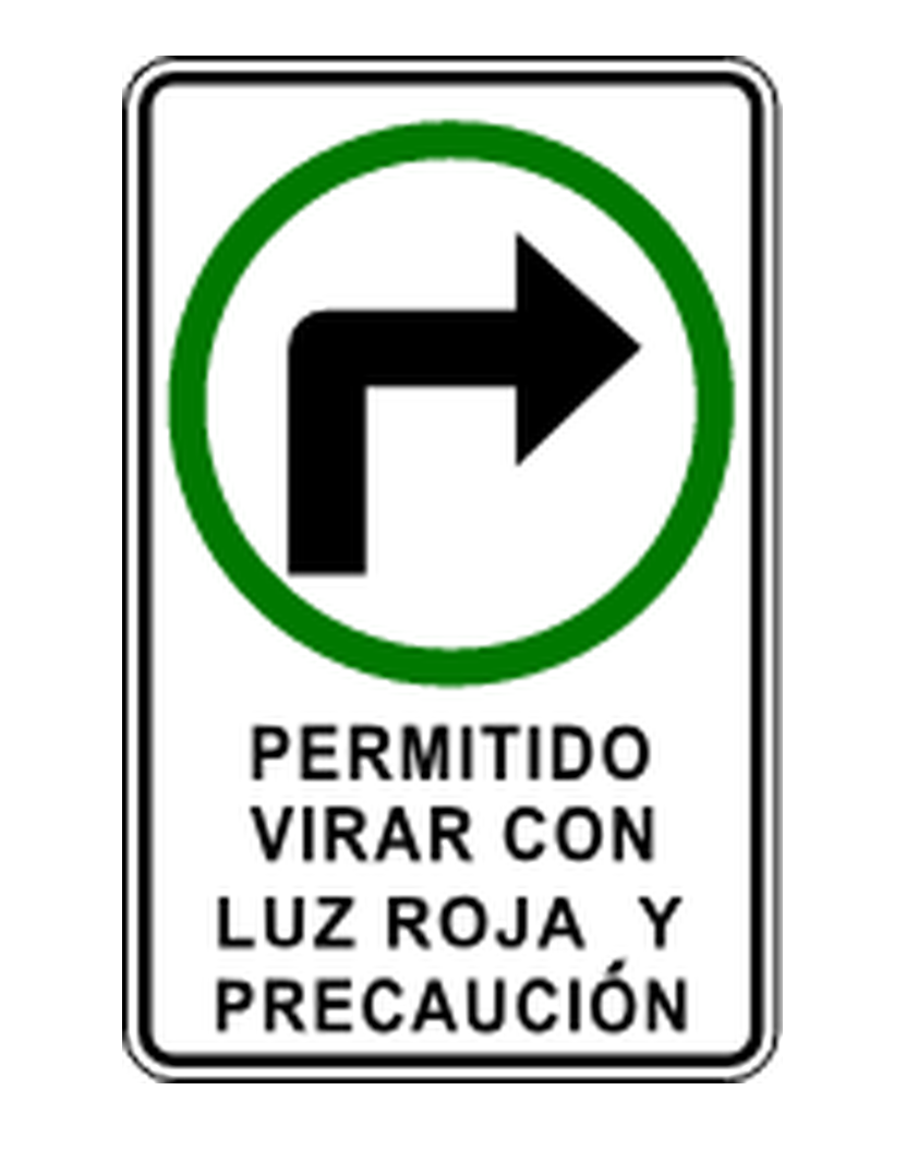 Señal de tránsito: Permitido virar con luz roja