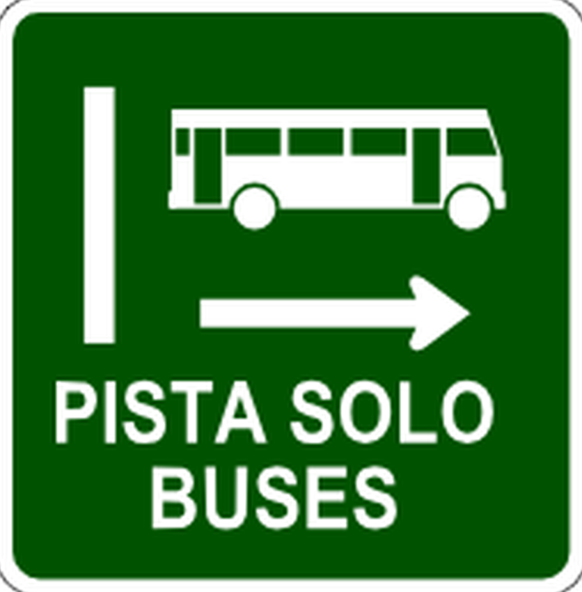 Señal de tránsito: Vía perpendicular con pista solo buses